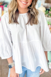 charming white bow knot cutout blouse